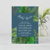 Wilde Tropische Palm | Navy Blauwe Bruidsmeisjes B Kaart (Staand voorkant)