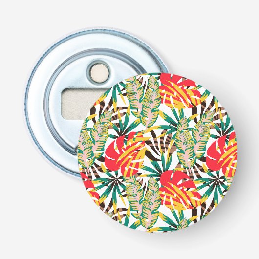 Wilde tropische palmbladeren button flesopener (Voorkant)