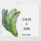 Wilde tropische palmbladeren groen bruiloft sparkling wijnetiket (Enkel label)