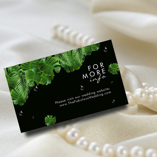 Wilde tropische palmen in moderne foto bruiloft we informatiekaartje