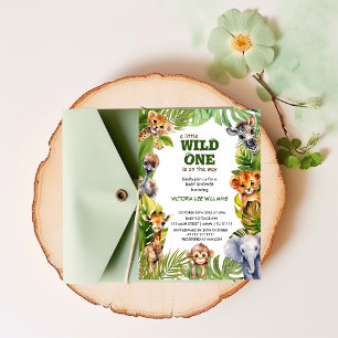 Wilde Tropische Safari Dieren Baby Shower Kaart
