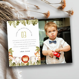 Wilde Tropische Safari Dieren Kinder Foto van Birt Bedankkaart