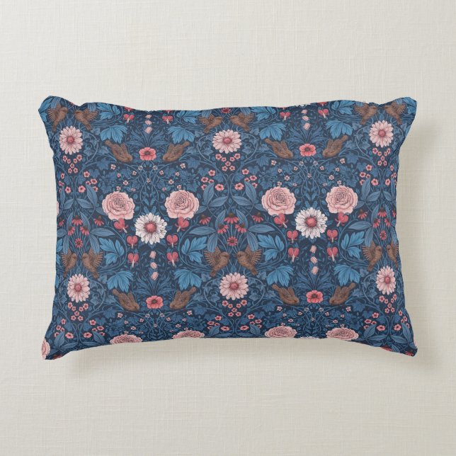 Wilde tuin in blauw accent kussen (Voorkant)