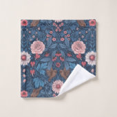 Wilde tuin in blauw bad handdoek (Wasdoekje)