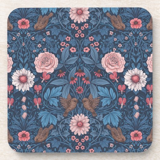 Wilde tuin in blauw bier onderzetter (Voorkant)