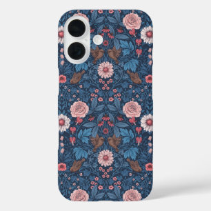 Wilde tuin in blauw iPhone 16 hoesje