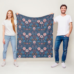 Wilde tuin in blauw fleece deken