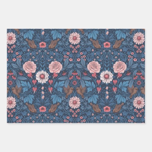 Wilde tuin in blauw inpakpapier vel (Voorkant)