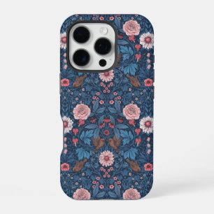 Wilde tuin in blauw iPhone 16 pro hoesje