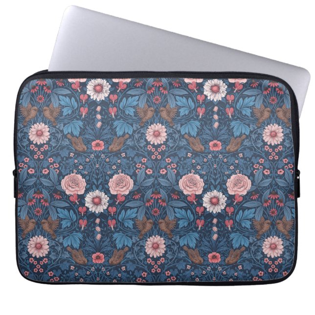 Wilde tuin in blauw laptop sleeve (Voorkant)