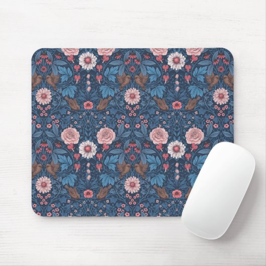 Wilde tuin in blauw muismat (Met muis)