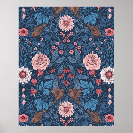 Wilde tuin in blauw poster (Voorkant)