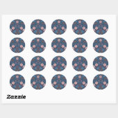 Wilde tuin in blauw ronde sticker (Vel)