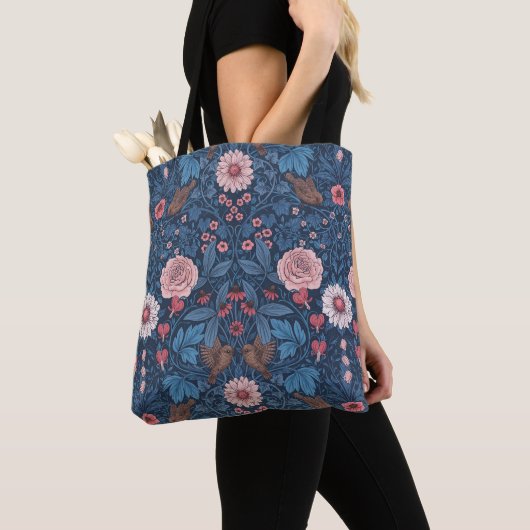 Wilde tuin in blauw tote bag (Dichtbij)