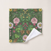 Wilde tuin in het groen bad handdoek (Wasdoekje)