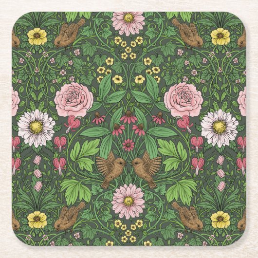 Wilde tuin in het groen kartonnen onderzetters (Voorkant)