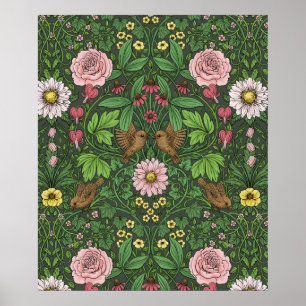 Wilde tuin in het groen poster