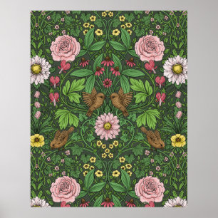 Wilde tuin in het groen poster