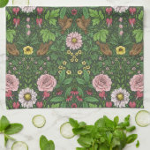 Wilde tuin in het groen theedoek (Gevouwen)