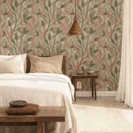 Wilde Tuin Mist Aardse Botanische Lagen Behang