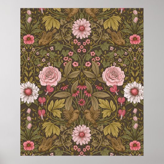 Wilde tuin op koffie bruin poster (Voorkant)