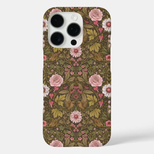 Wilde tuin op koffiebruin Case-Mate iPhone case (Achterkant)