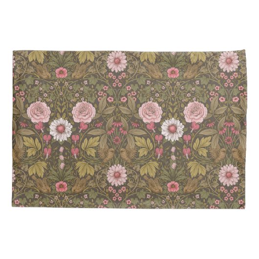 Wilde tuin op koffiebruin kussensloop (Achterkant-Links)