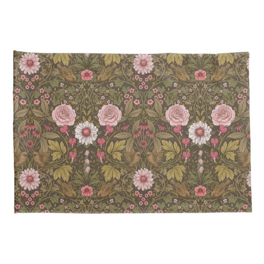 Wilde tuin op koffiebruin kussensloop (Achterkant-Rechts)