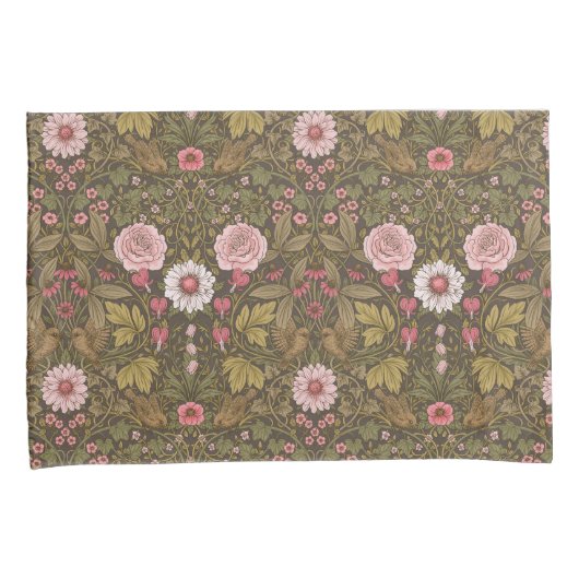 Wilde tuin op koffiebruin kussensloop (Voorkant-Rechts)