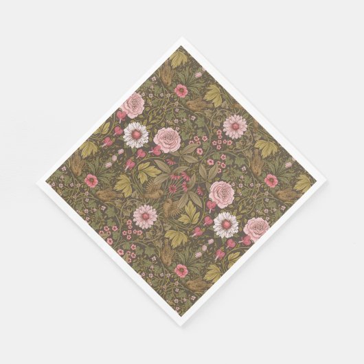 Wilde tuin op koffiebruin servet (Hoek)