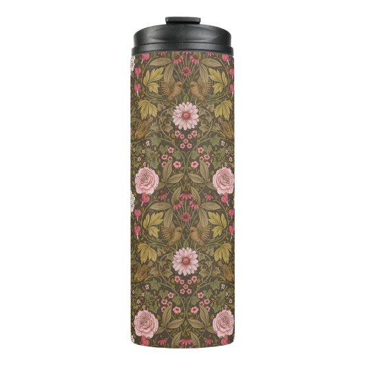 Wilde tuin op koffiebruin thermosbeker (Voorkant)