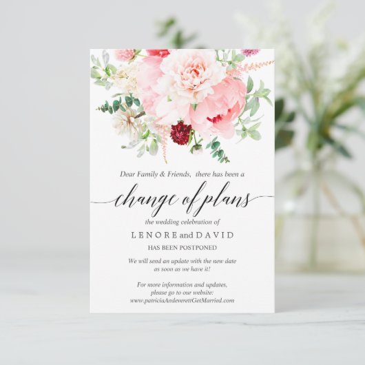 Wilde Tuin Roze Botanische Trouwplannen Veranderen Kaart (Staand voorkant)