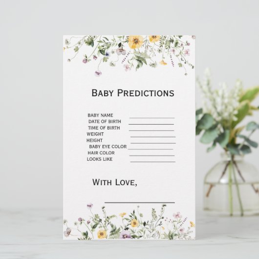 Wilde tuinbloei Baby shower Predica Game (Staand voorkant)