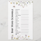 Wilde tuinbloei Baby shower Word Scramble (Voorkant)