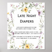 Wilde tuinbloei Late Night Diaper Sign Poster (Voorkant)