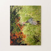 Wilde Turkije in het najaar in hoge gras Legpuzzel (Verticaal)