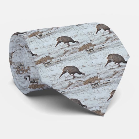 Wilde Turkije in Snowy Field Stropdas (Opgerold)