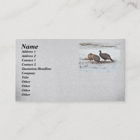 Wilde Turkije in Snowy Field Visitekaartje (Voorkant)