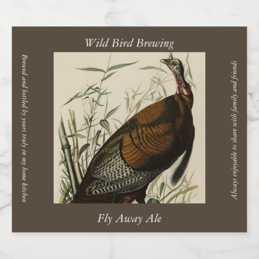 Wilde Turkije (man) van de Amerikaanse vogels van  Bier Etiket (Enkel label)