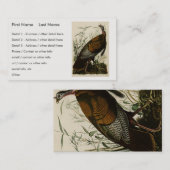 Wilde Turkije (man) van de Amerikaanse vogels van  Visitekaartje (Voorkant / Achterkant)