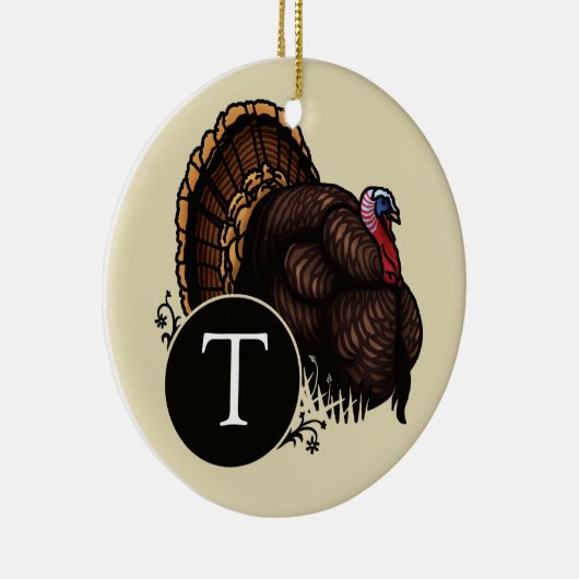 Wilde Turkije met monogram Keramisch Ornament (Rechts)
