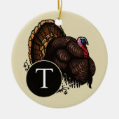 Wilde Turkije met monogram Keramisch Ornament (Voorkant)