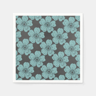 Wilde Turquoise Rozen Krijtbord Servet