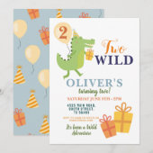 Wilde Twee Krokodil Verjaardag 2de 2 Feestje Kaart (Voorkant / Achterkant)