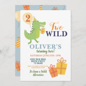Wilde Twee Krokodil Verjaardag 2e 2 Feestje Kaart (Voorkant / Achterkant)