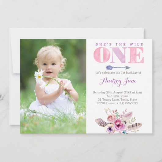 wilde uitnodigingen , de grote , eerste verjaardag (Voorkant)