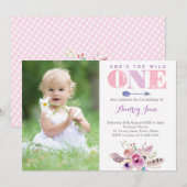 wilde uitnodigingen , de grote , eerste verjaardag (Voorkant / Achterkant)