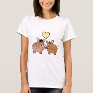 Wilde varkens houden van hart dierenvriend kunst t-shirt