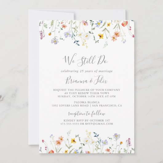 Wilde veelkleurige bloemen doen we nog steeds aan kaart (Voorkant)