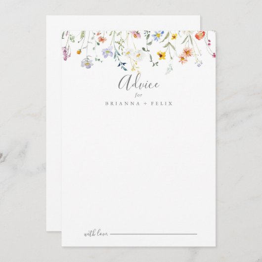 Wilde veelkleurige bloemenbruiloft advieskaart (Voorkant / Achterkant)